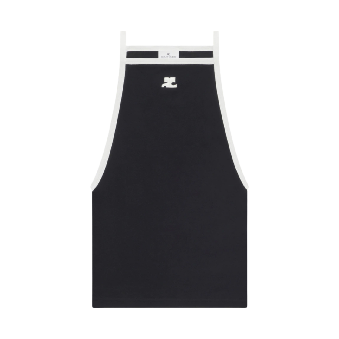 123JTO145JS00709901 (W) Courreges Light Ribs Contrast Tank Top Black Heritage White