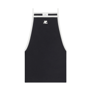 (W) Courreges Light Ribs Contrast Tank Top Black Heritage White