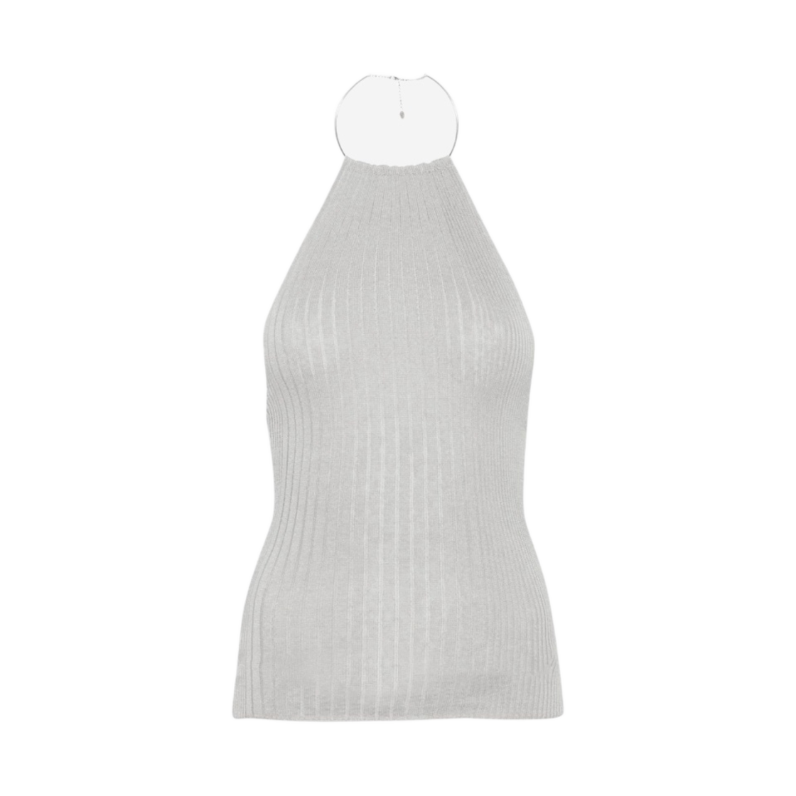 (W) 팔로마울 립드 니트 홀터넥 탑 그레이((W) Paloma Wool Ribbed Knit Halter Neck Top Grey)