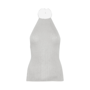 (W) Paloma Wool Ribbed Knit Halter Neck Top Grey