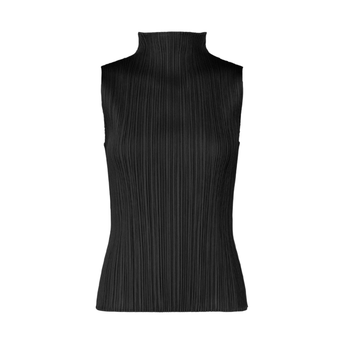 (W) 플리츠 플리즈 이세이 미야케 베이직 하이 넥 베스트 탑 블랙((W) Pleats Please Issey Miyake Basics High-Neck Vest Top Black)