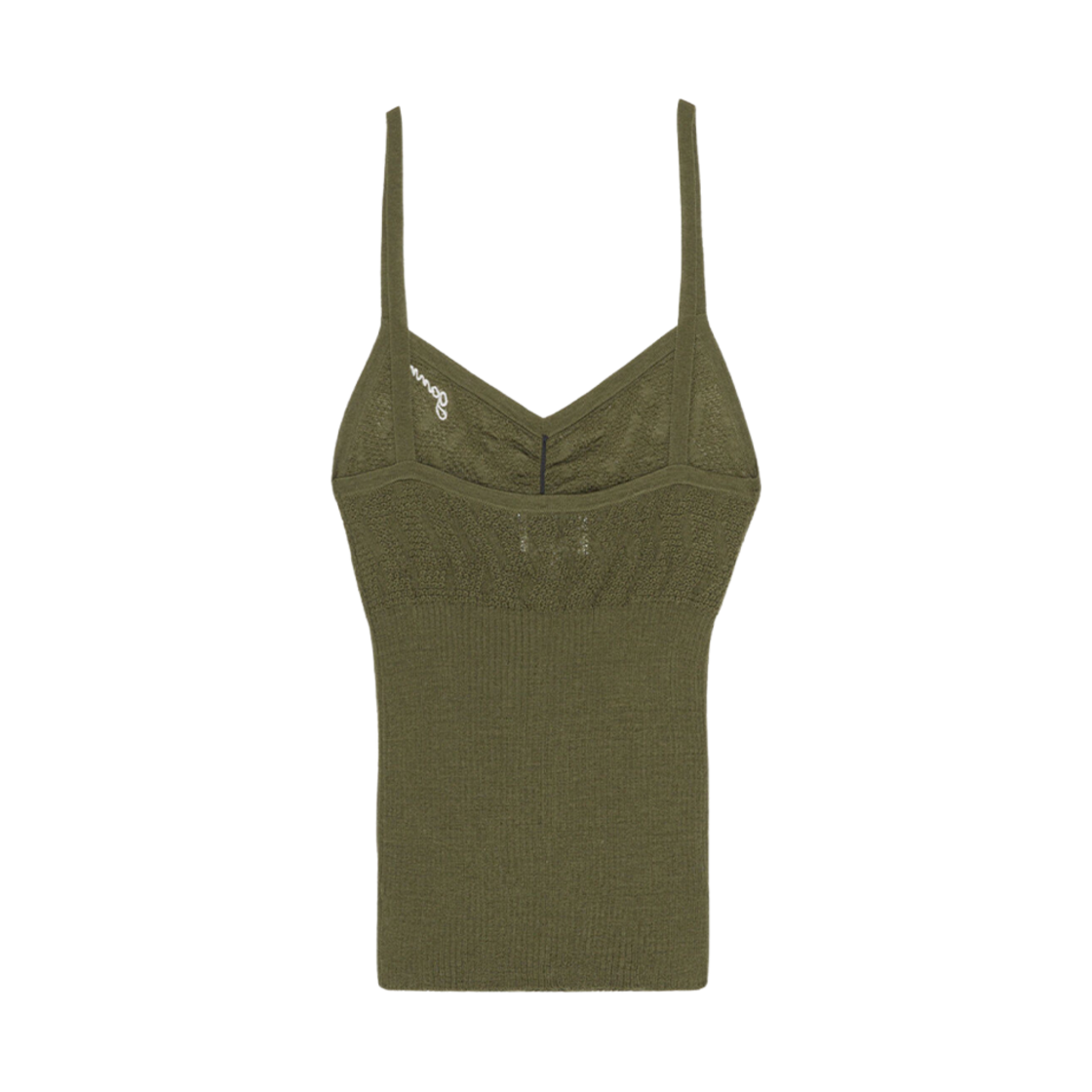 (W) 가니 메리노 레이스 스트랩 탑 더스티 올리브((W) Ganni Merino Lace Strap Top Dusty Olive) - 2