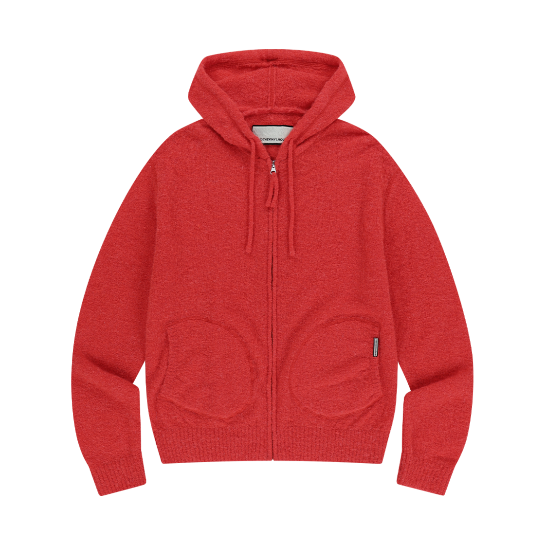 더바이닐하우스 라운드 포켓 니트 집업 레드