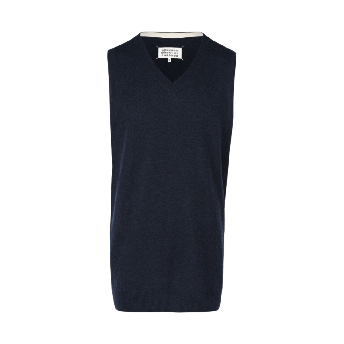 (W) 메종 마르지엘라 램스울 니트 베스트 블루((W) Maison Margiela Lambswool Knit Vest Blue) - 1