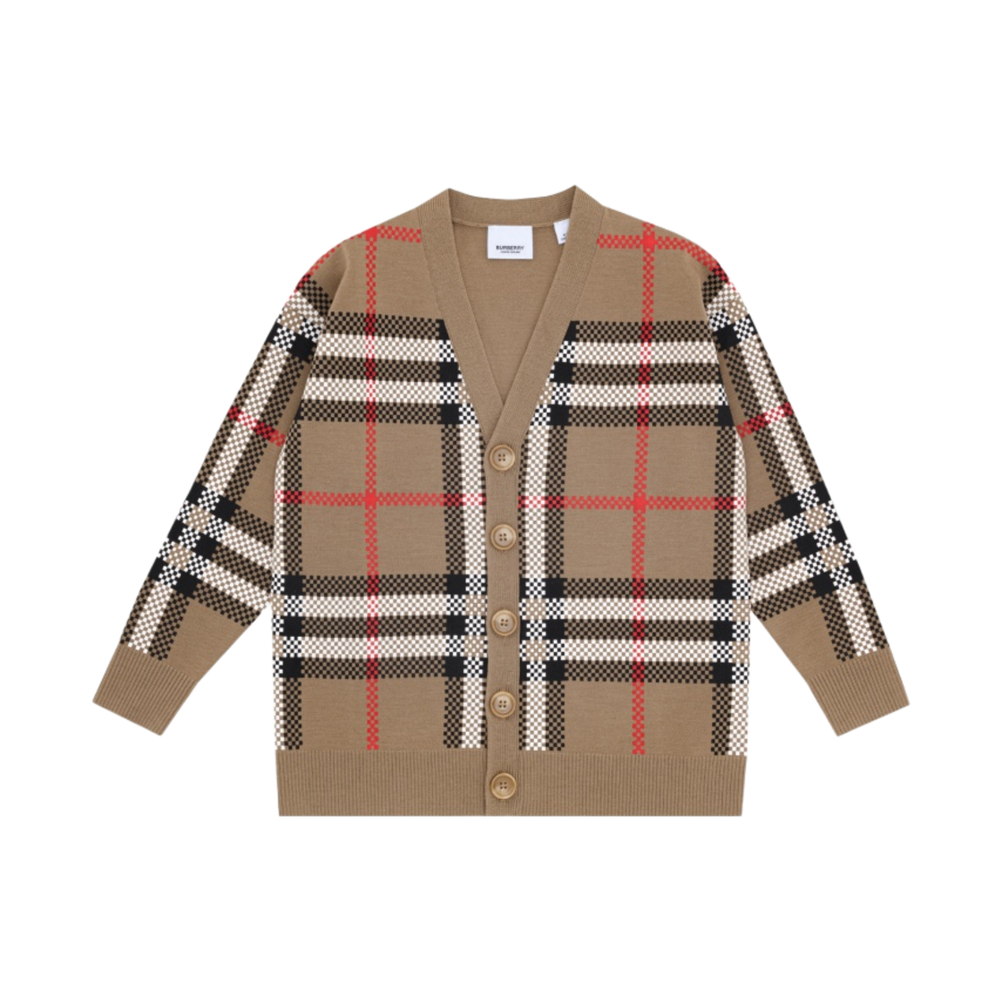 (키즈) 버버리 빈티지 체크 울 가디건 아카이브 베이지((KIds) Burberry Vintage Check Wool Cardigan Archive Beige) - 1