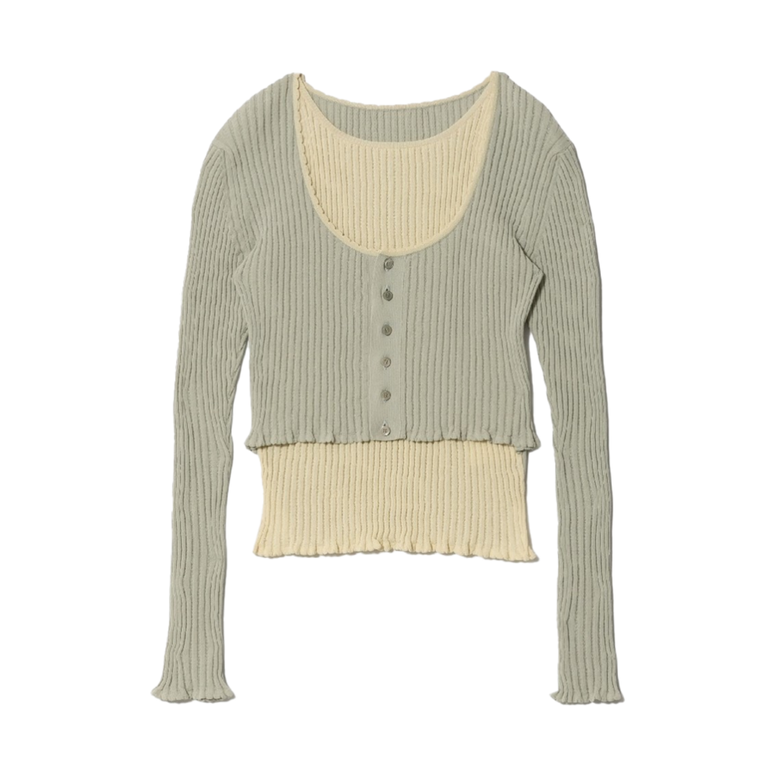 뷰티풀피플 우먼 하이 게이지 사이드 C 니트 가디건 옐로우 그린 - 25SS(Beautiful People Women High Gauge Side C Knitted Cardigan Yellow Green - 25SS)