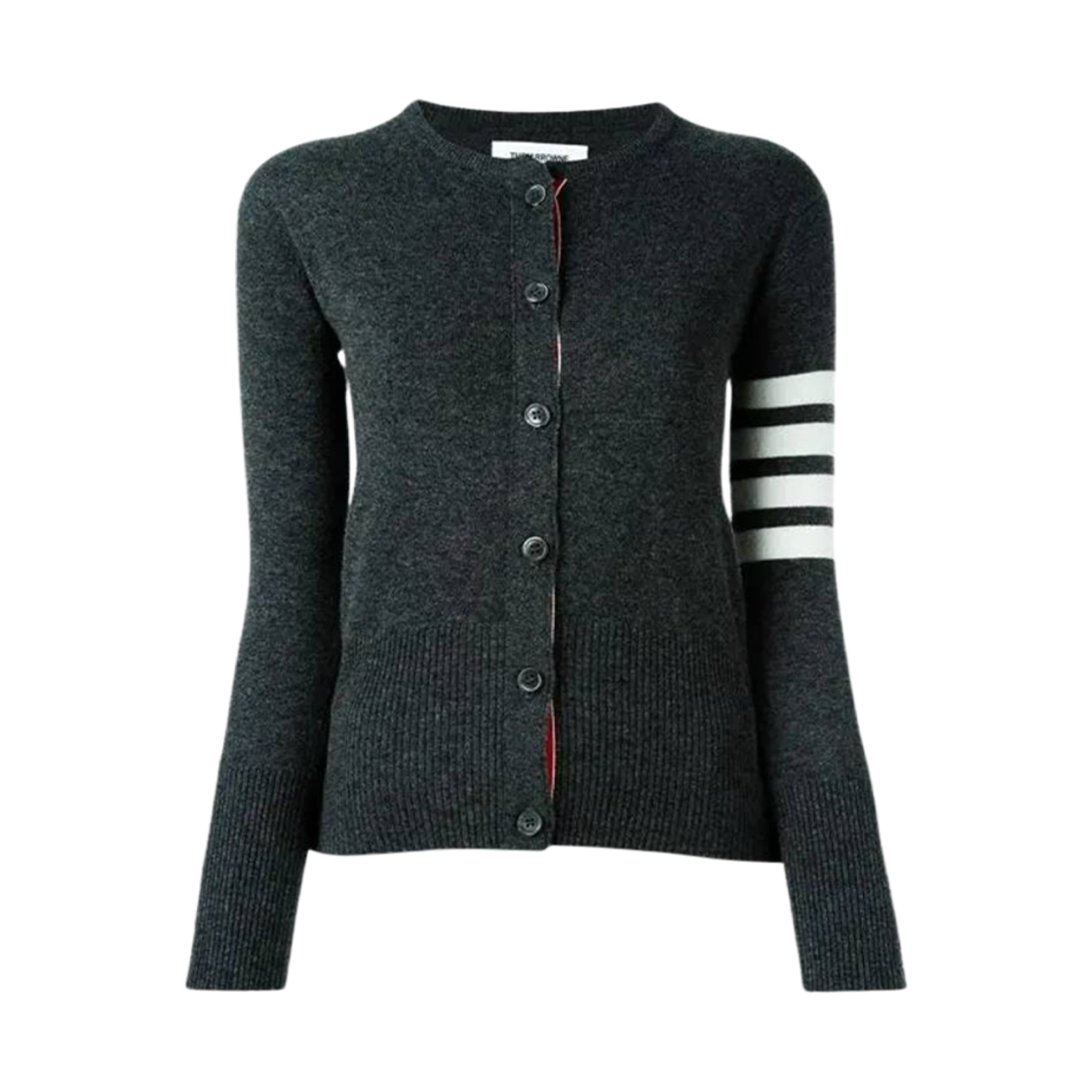 FKC002A-00011-025 (W) Thom Browne 4-Bar Stripe Cardigan Dark Grey