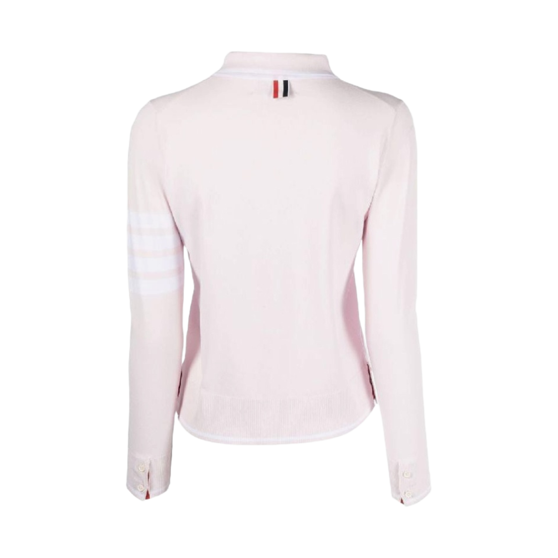 (W) 톰브라운 비스코스 저지 티핑 폴로 칼라 사선 풀오버 라이트 핑크((W) Thom Browne Viscose Jersey Tipping Polo Collar 4-Bar Pullover Light Pink) - 2