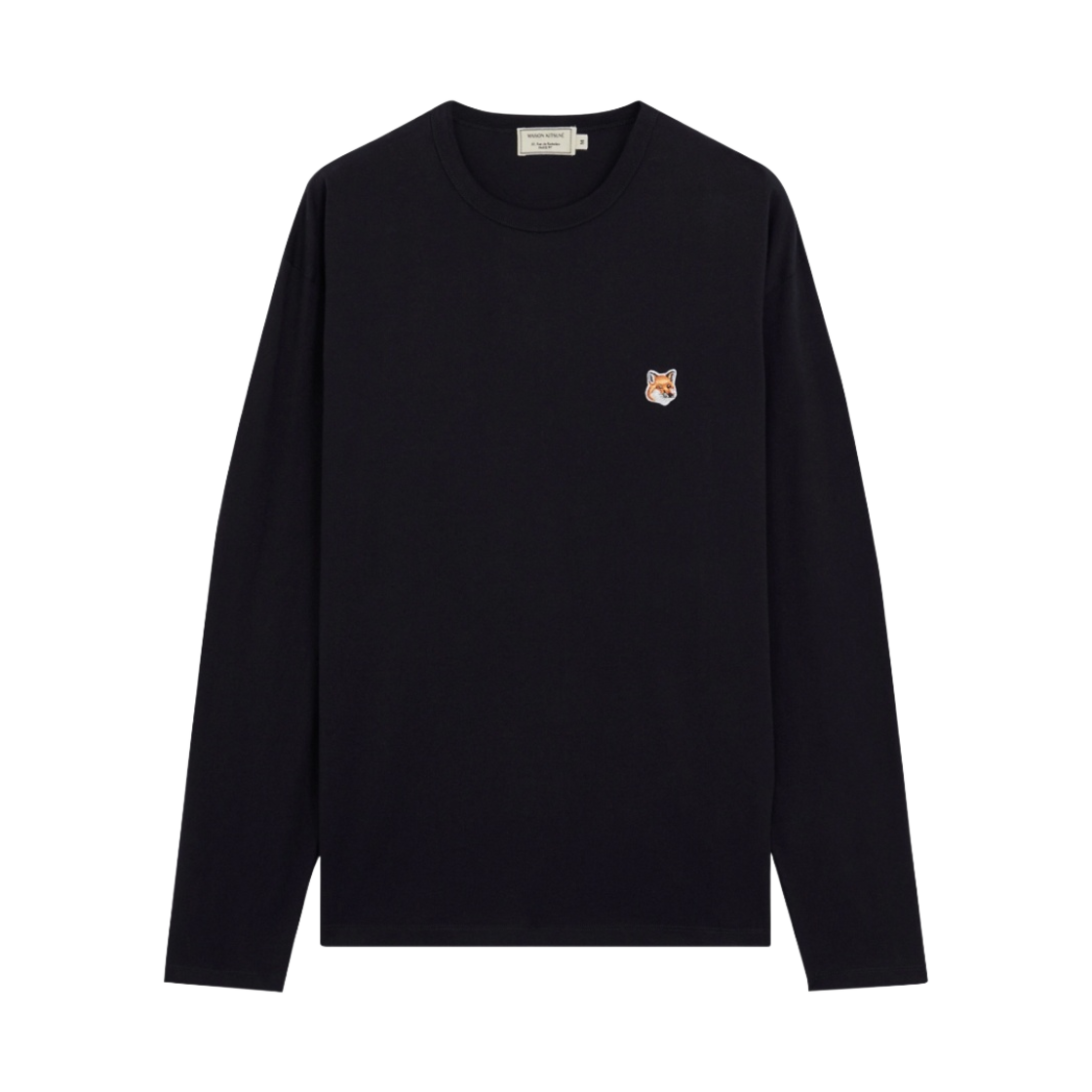 FU00163KJ0010 Maison Kitsune Fox Head Patch Regular Long Sleeve T-Shirt Black