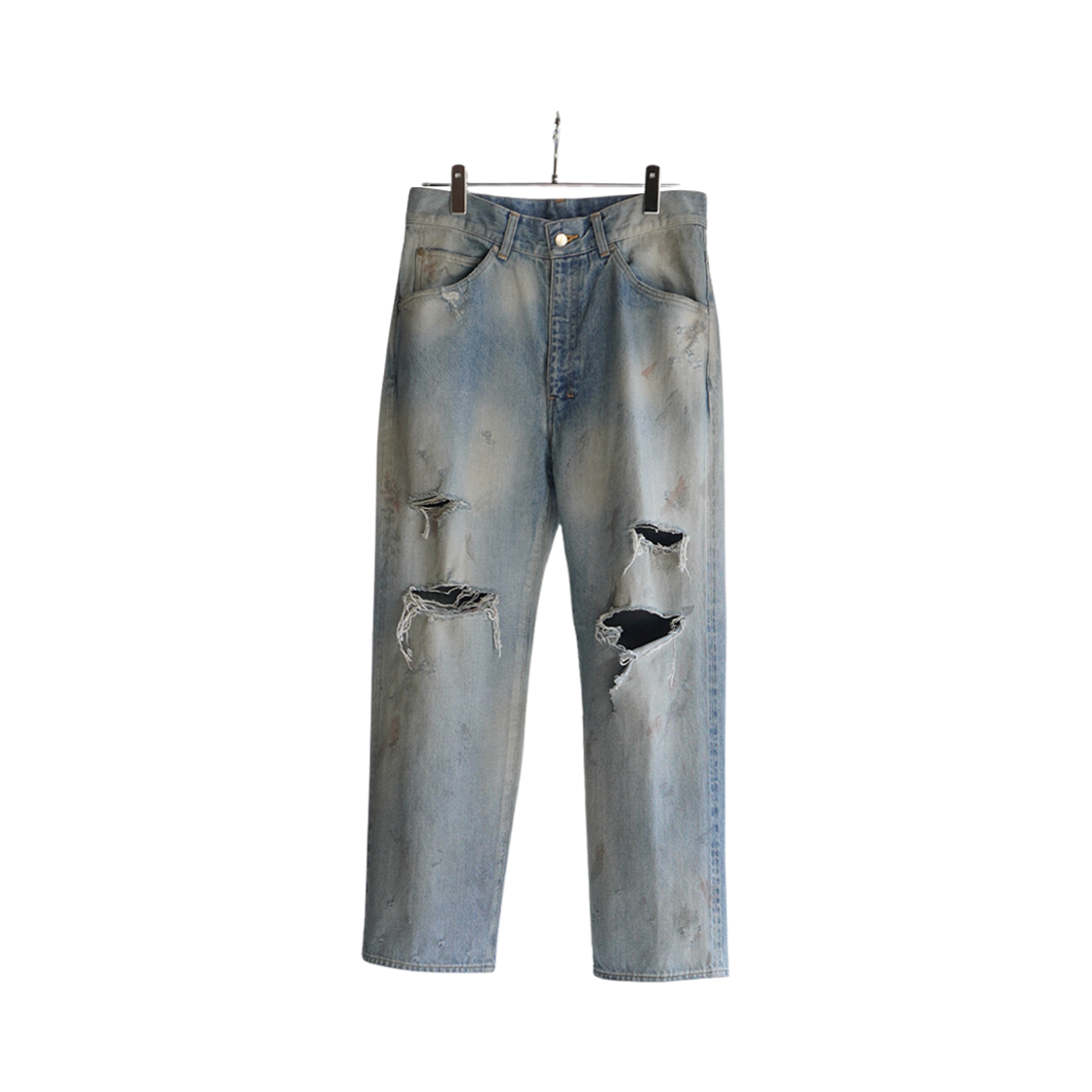 ANC-PT35-B Ancellm Aging Crash Selvedge Denim Straight 5P Pants Indigo