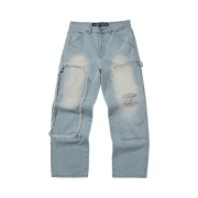 Suade Damaged Double Knee Pants Light Blue