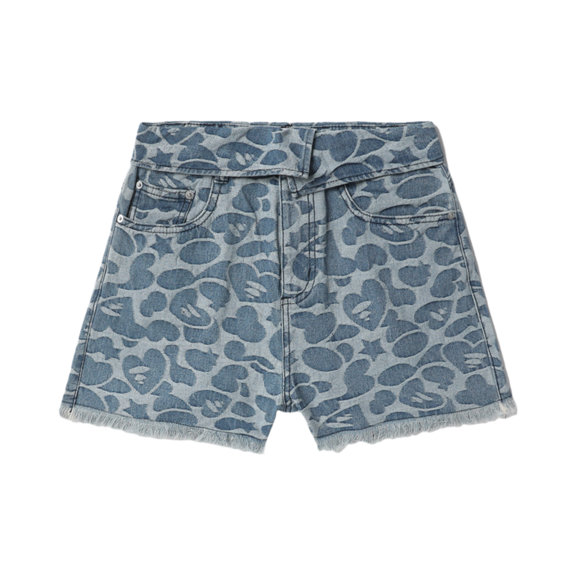 (W) 베이프 바이트 플립 패턴 데님 쇼츠 데님((W) BAPE Bite Flip Pattern Denim Shorts Denim) - 1