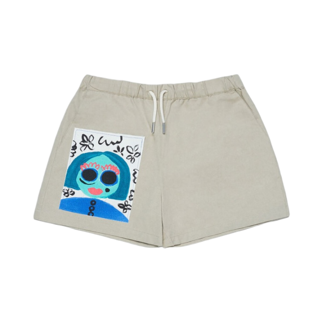 M00657-M00P3-0M711 (Kids) Marni Gabardine Shorts with Printed Face Beige