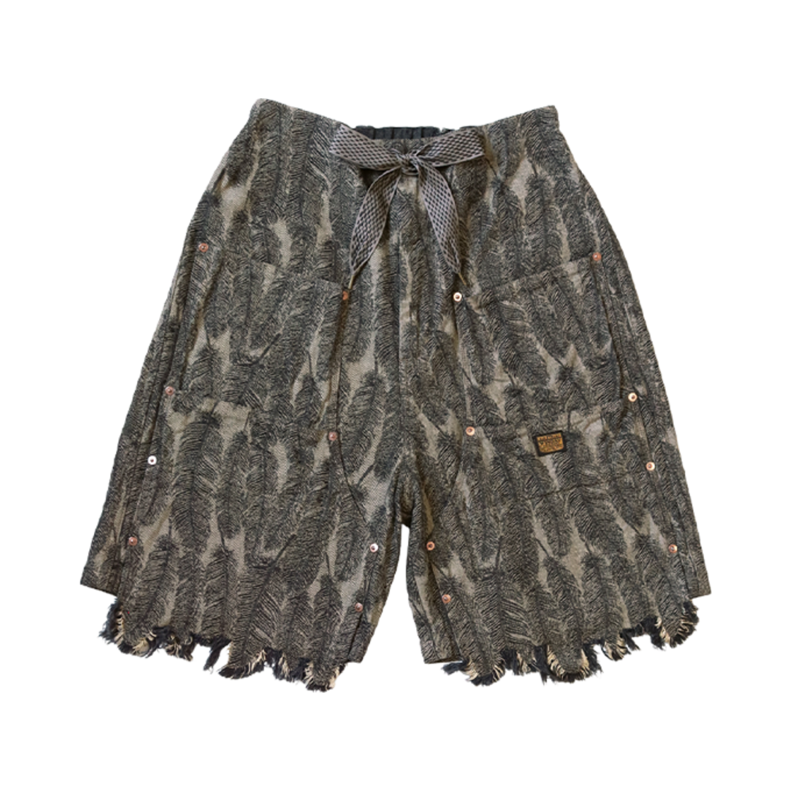 캐피탈 12온즈 맥파이 데님 W 니 이지 쇼츠 블랙 베이지(Kapital 12 oz. Magpie Denim W Knee Easy Shorts Black Beige)