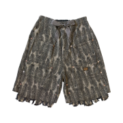 Kapital 12 oz. Magpie Denim W Knee Easy Shorts Black Beige