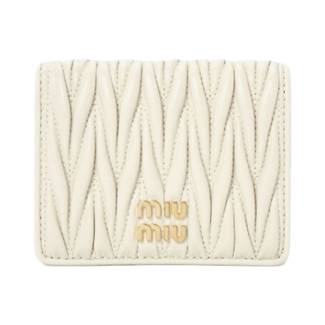 미우 미우 마테라쎄 나파 가죽 반지갑 화이트(Miu Miu Matelasse Nappa Leather Wallet White)