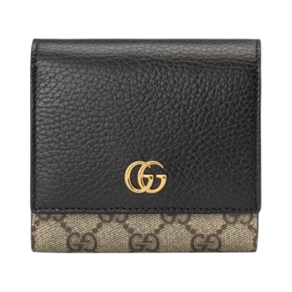 598587-17WAG-1283 Gucci GG Marmont Medium Wallet Black Beige Ebony