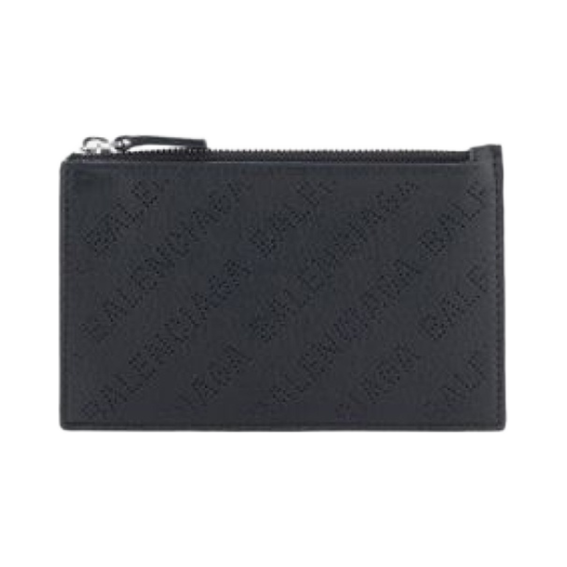 640535D6WZN1000 Balenciaga Logo Perforated Zipped Card Holder Black