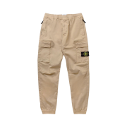 Stone Island 31314 Stretch Cotton Wool Satin Cargo Pants Beige - 22FW