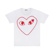 Play Comme des Garcons Red Heart Printing T-Shirt White
