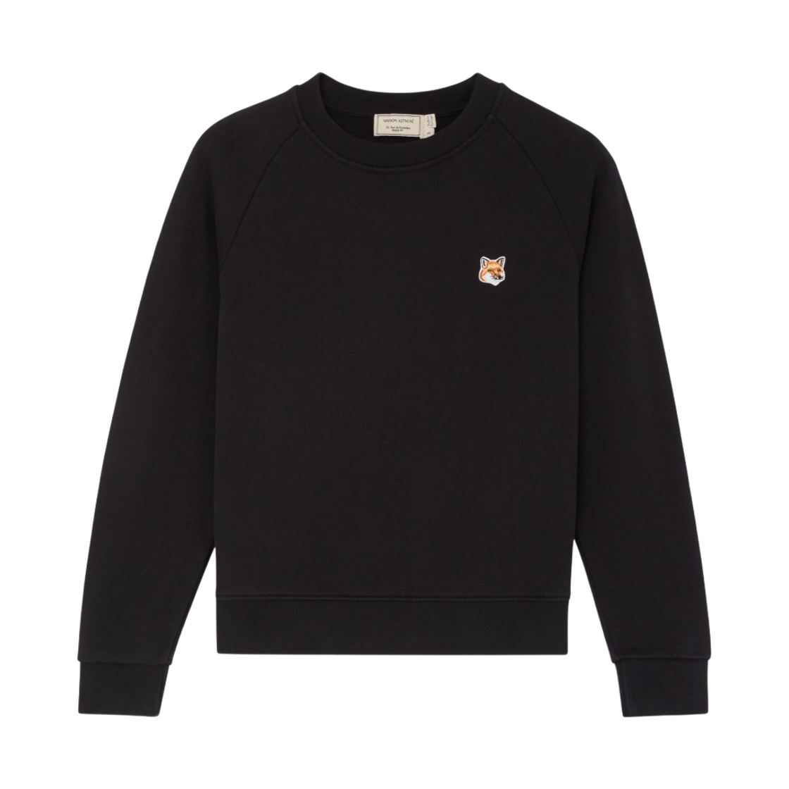 (W) 메종 키츠네 폭스 헤드 패치 어드저스티드 스웨트셔츠 블랙((W) Maison Kitsune Fox Head Patch Adjusted Sweatshirt Black)