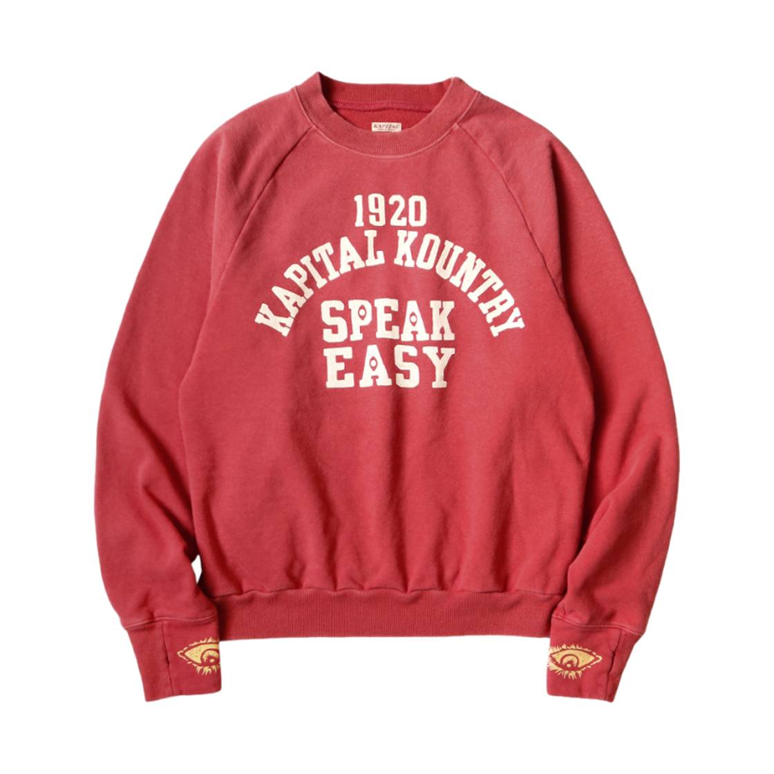 K2410LC101/EK-1810LC Kapital Raglan Crewneck Fleece Sweatshirt Speakeasy College Pt Red