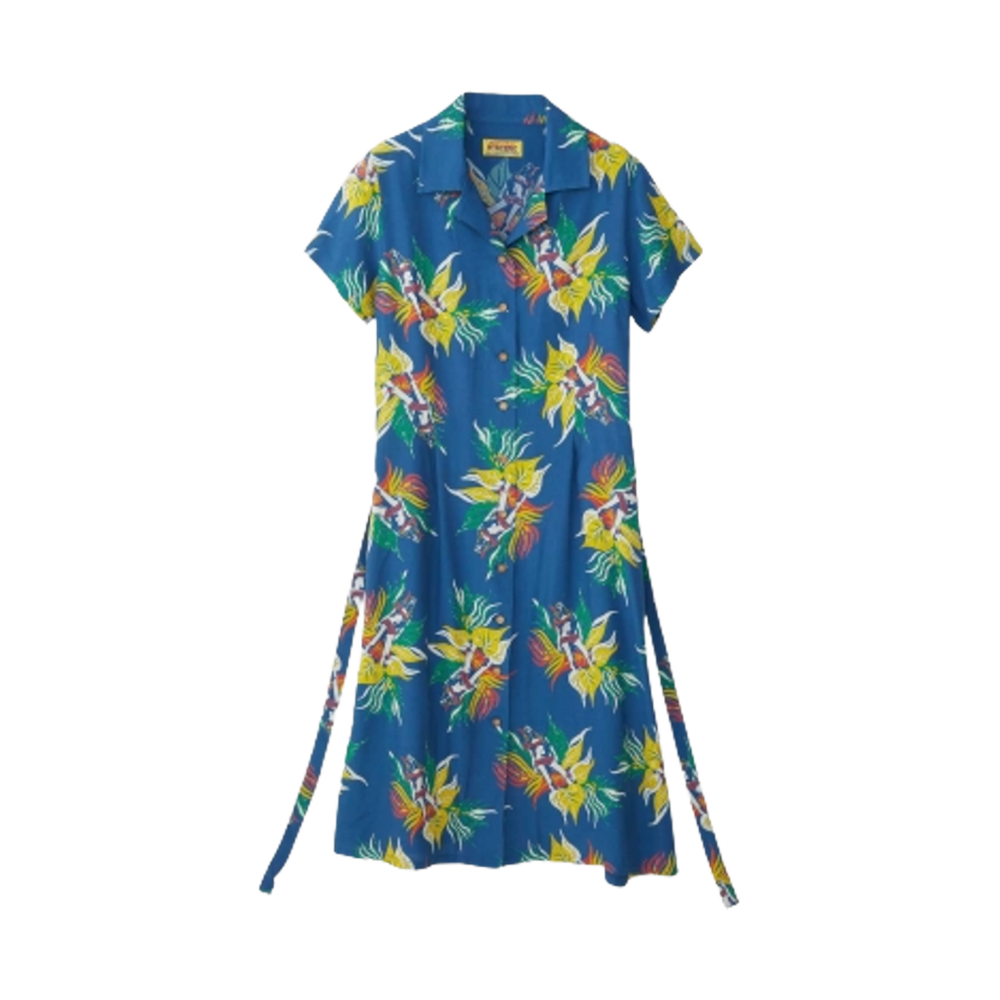 (W) 히스테릭 글래머 트로픽 레이디랜드 패턴 알로하 드레스 블루((W) Hysteric Glamour Tropic Ladyland Pattern Aloha Dress Blue) - 1