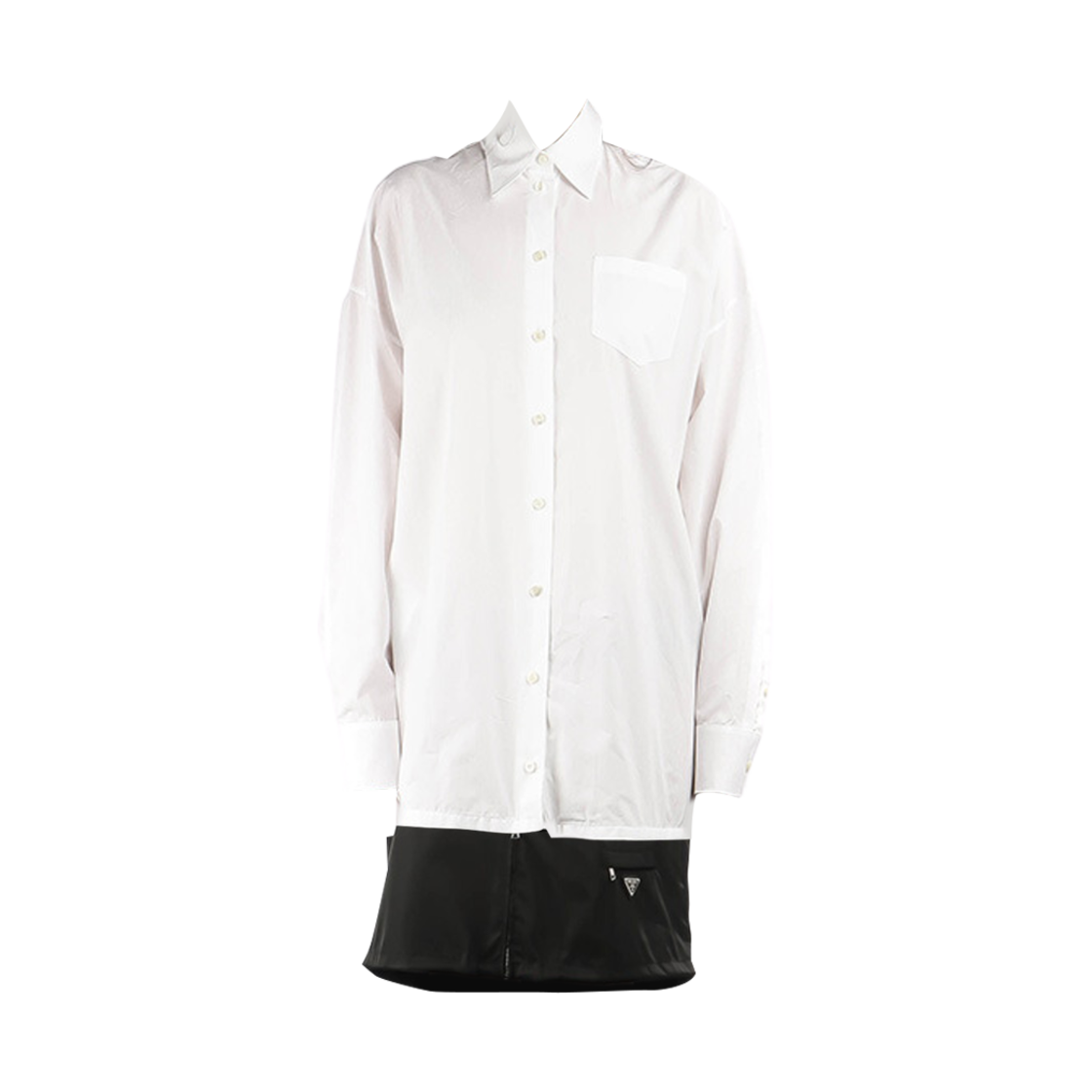 P3E83-1YY2-F0964 (W) Prada Poplin Re-Nylon Dress White Black