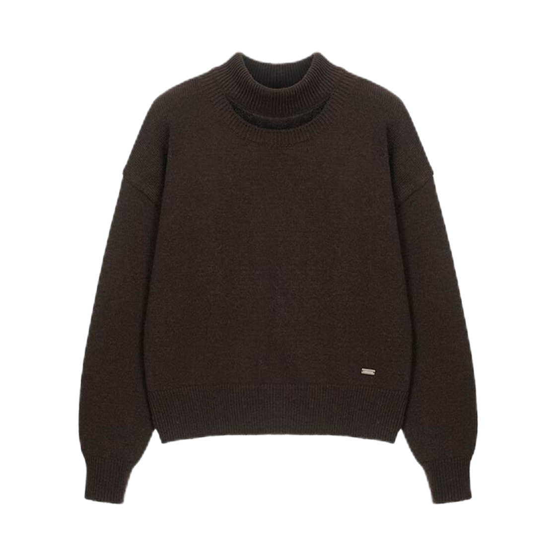 (W) 루에브르 컷 아웃 모크넥 풀오버 브라운((W) Loeuvre Cut Out Mock Neck Pullover Brown)