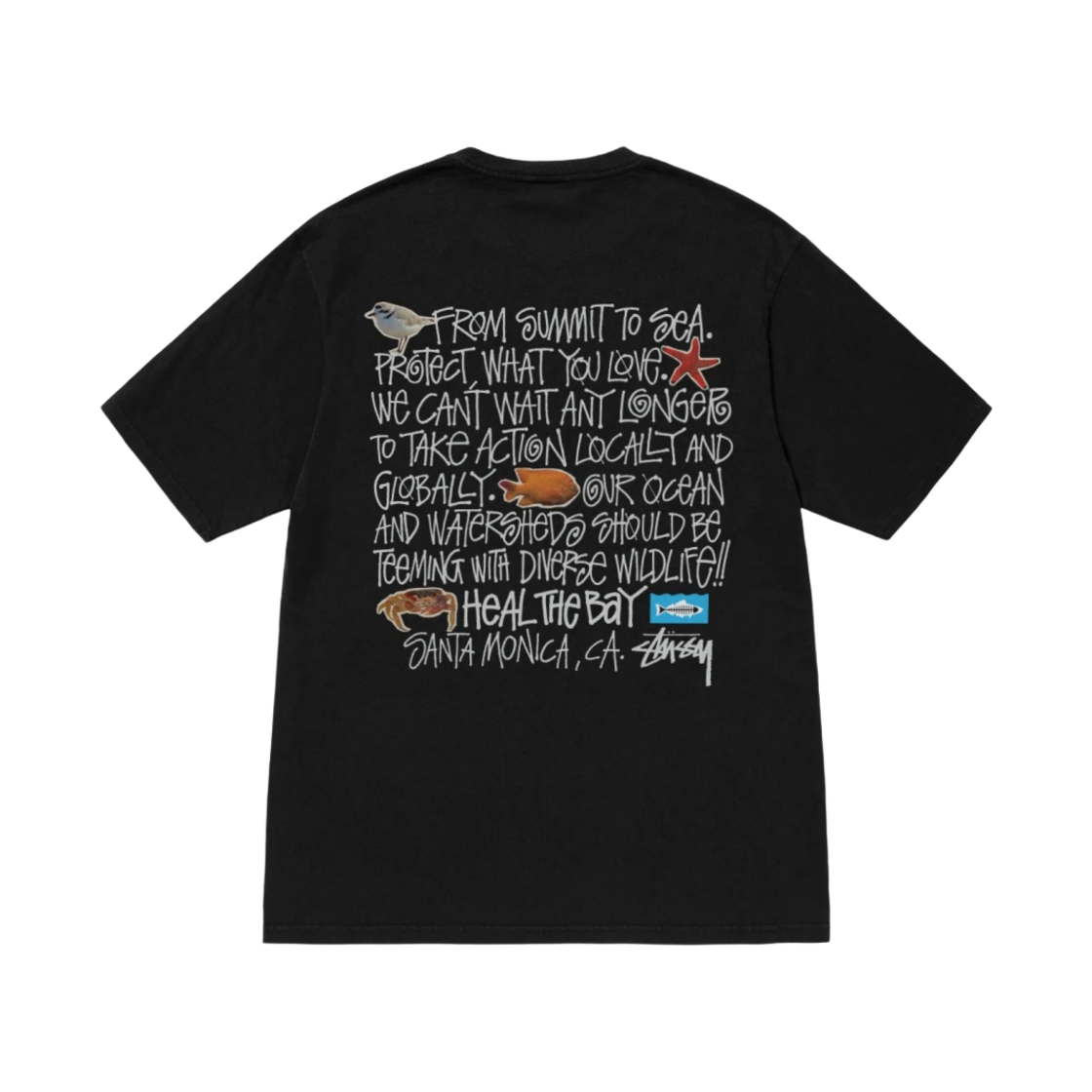 스투시 x 힐 더 베이 서밋 투 씨 피그먼트 다이드 티셔츠 블랙