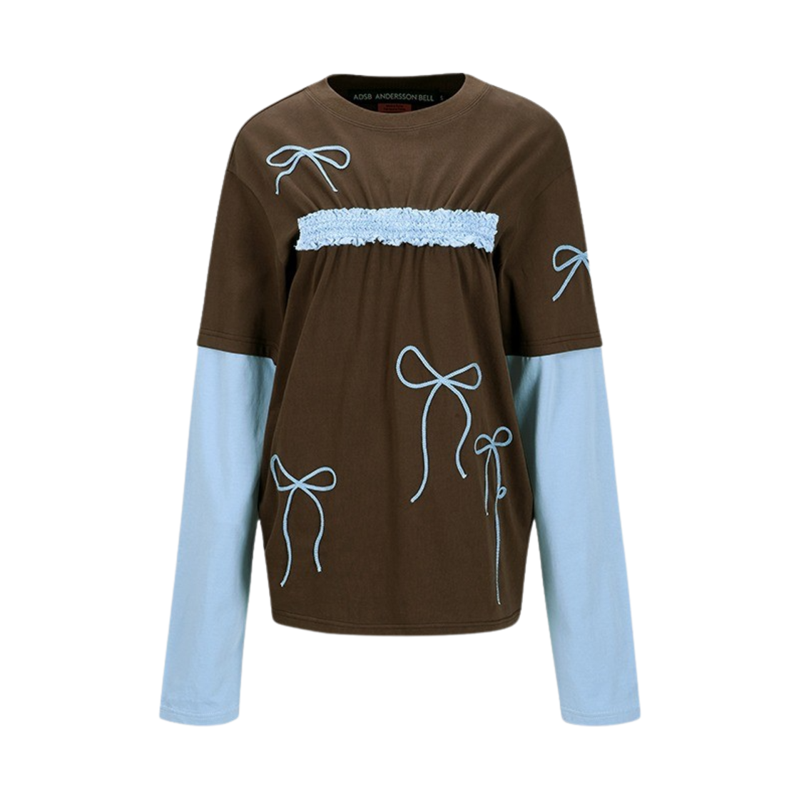 ADSB 앤더슨벨 에센셜 프릴 티셔츠 브라운