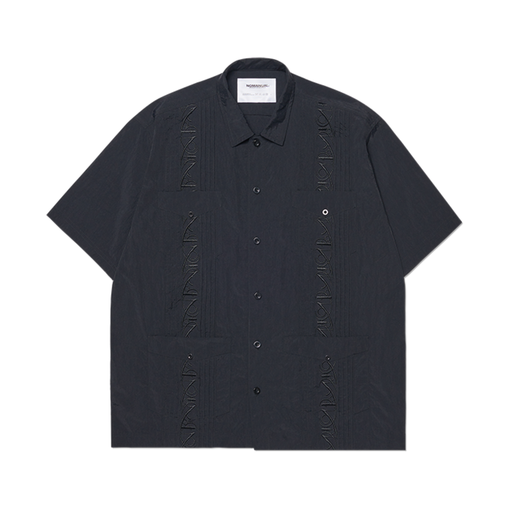 ★NOMANUAL★NM GUAYABERA HALF SLEEVE SHIRT NM GUAYABERA HALF SLEEVE SHIRT - BLACK - nomanual