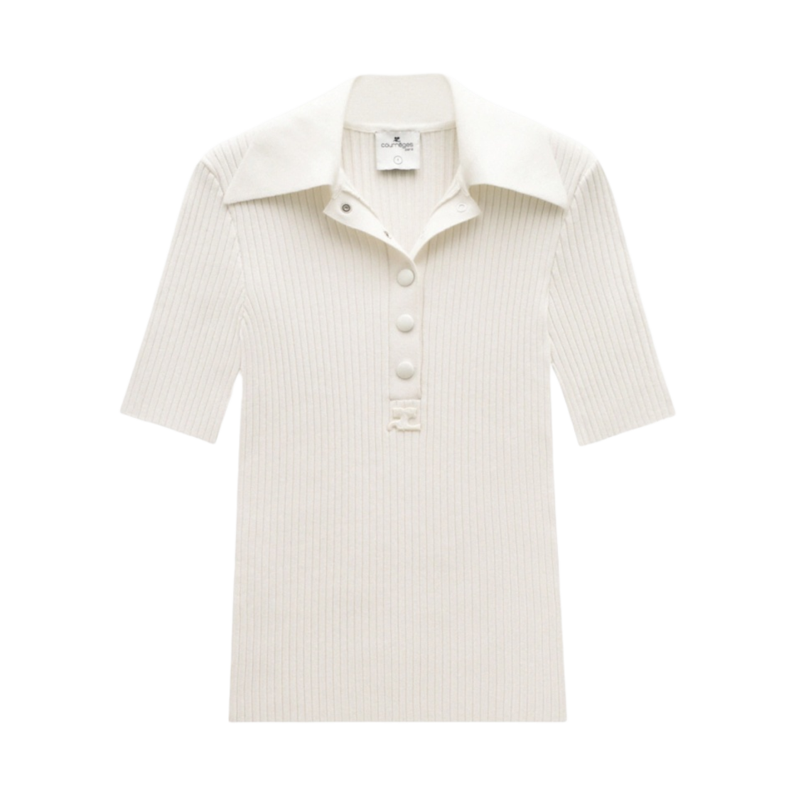 (W) 꾸레쥬 숏슬리브 폴로 화이트((W) Courreges Short Sleeve Polo White) - 1