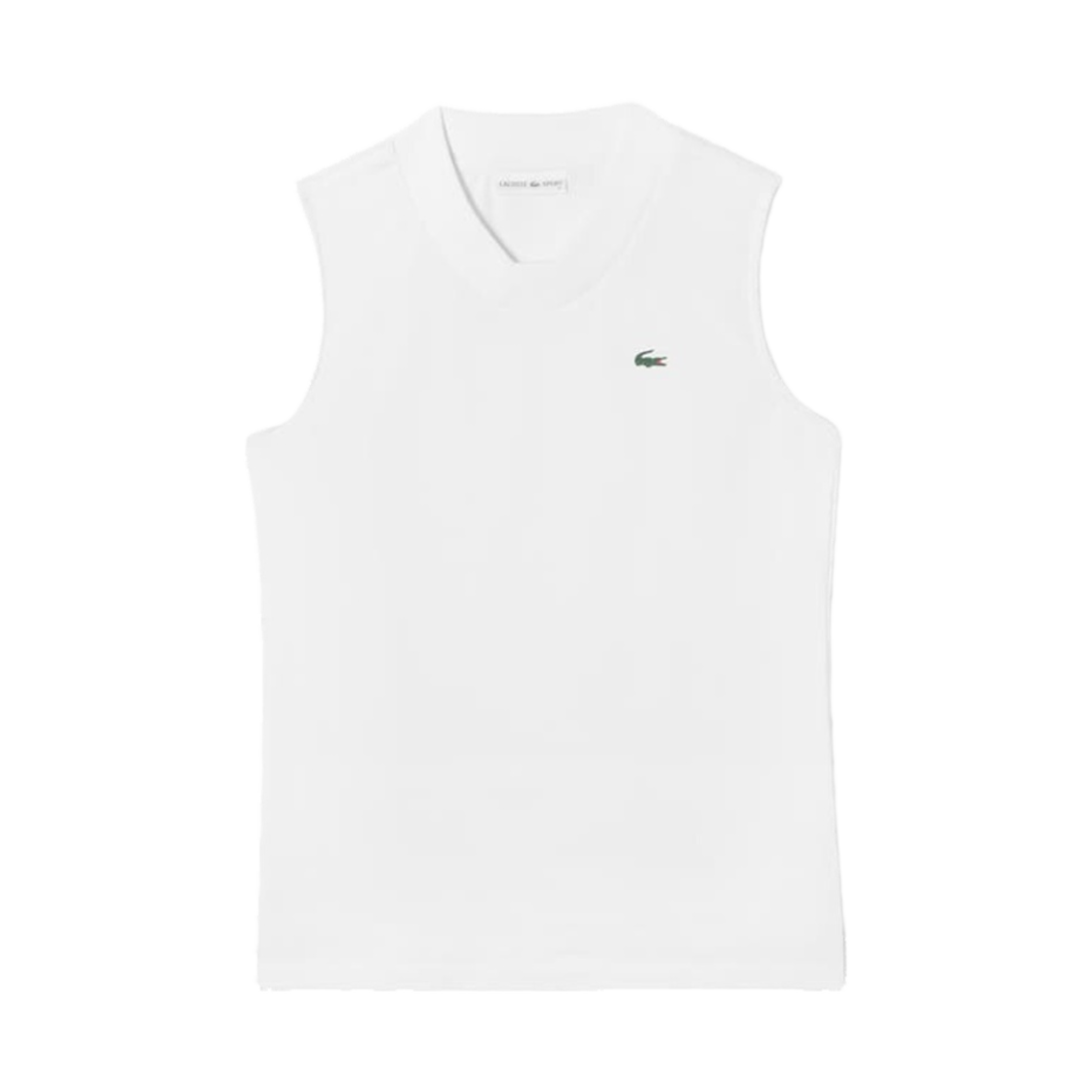 (W) 라코스테 솔리드 슬리브리스 폴로 화이트((W) Lacoste Solid Sleeveless Polo White) - 1