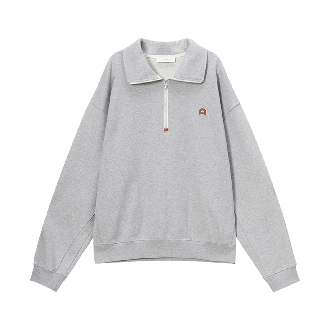 던스트 레더 로고 하프 집업 스웨트셔츠 멜란지 그레이(Dunst Leather Logo Half Zip-Up Sweatshirt Melange Grey)