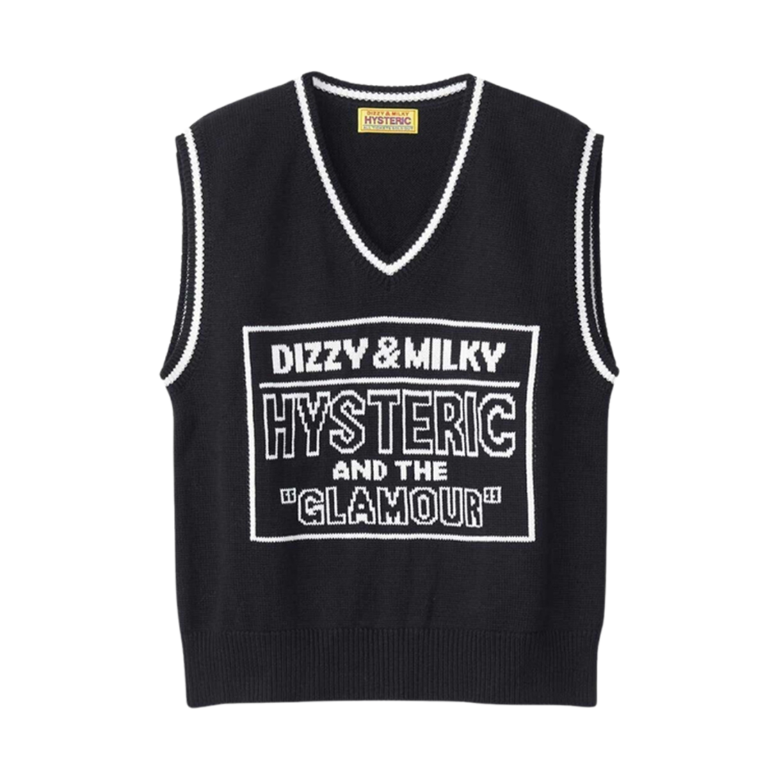 (W) 히스테릭 글래머 디지 & 밀키 자카드 베스트 블랙((W) Hysteric Glamour Dizzy & Milky Jacquard Vest Black) - 1