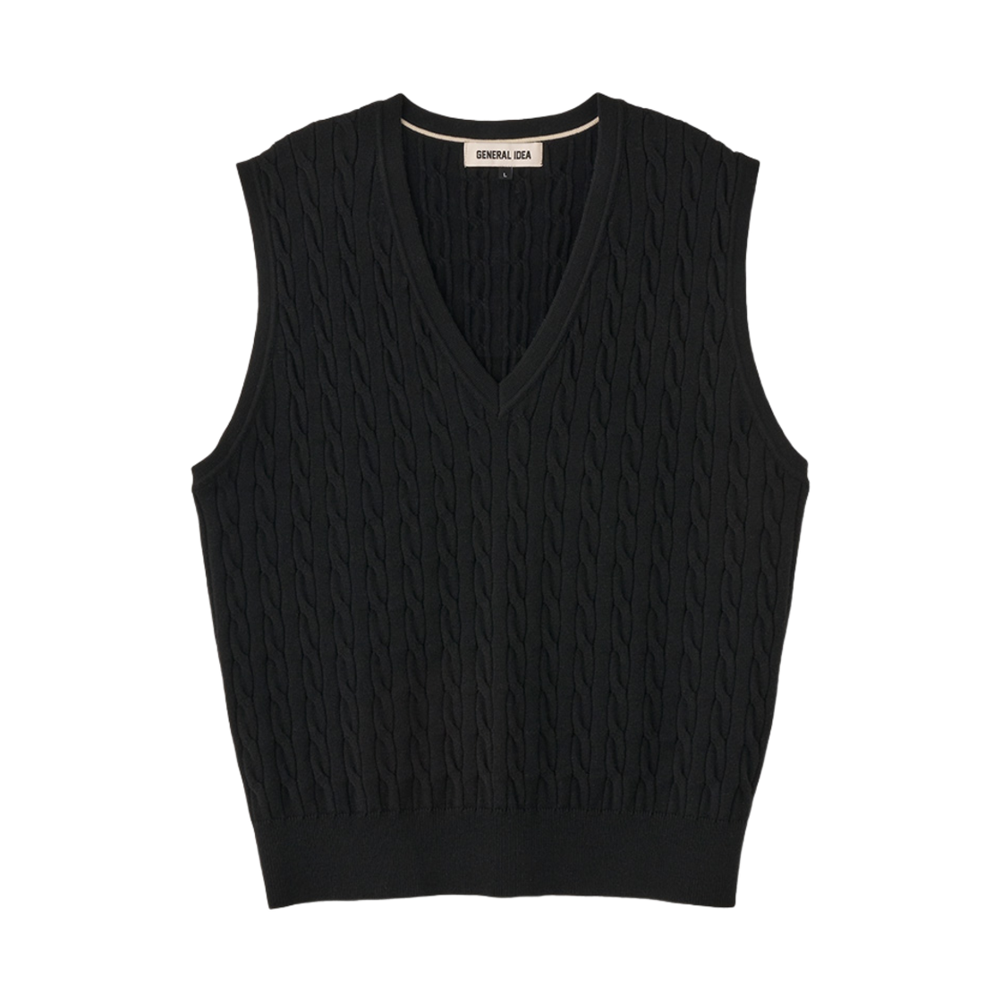 SBE1M06008BK General Idea Man Essential V-Neck Cable Vest Black - 대표 이미지 #1