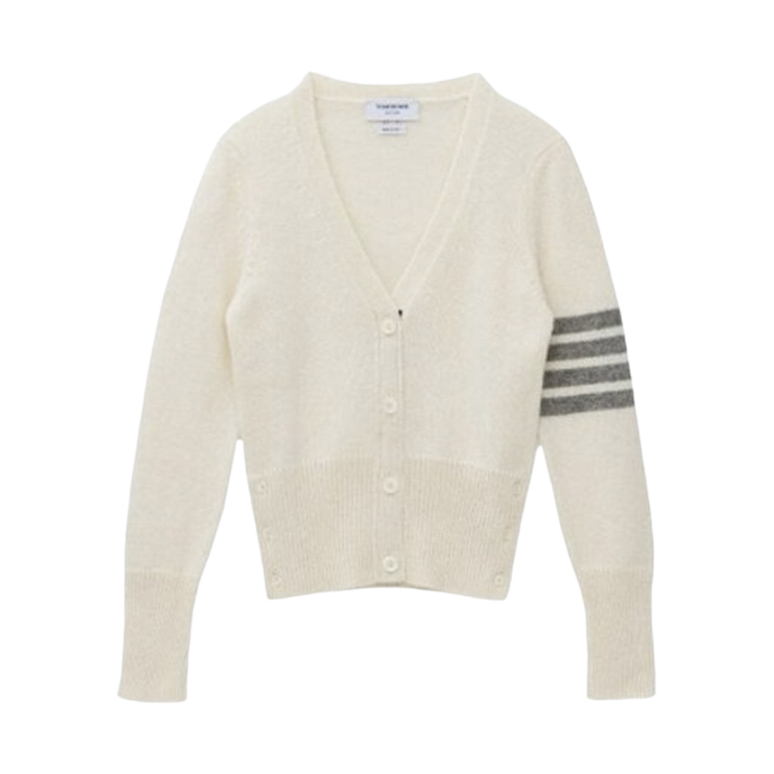 (W) 톰브라운 사선 울 가디건 화이트((W) Thom Browne 4-Bar Wool Cardigan White) - 1