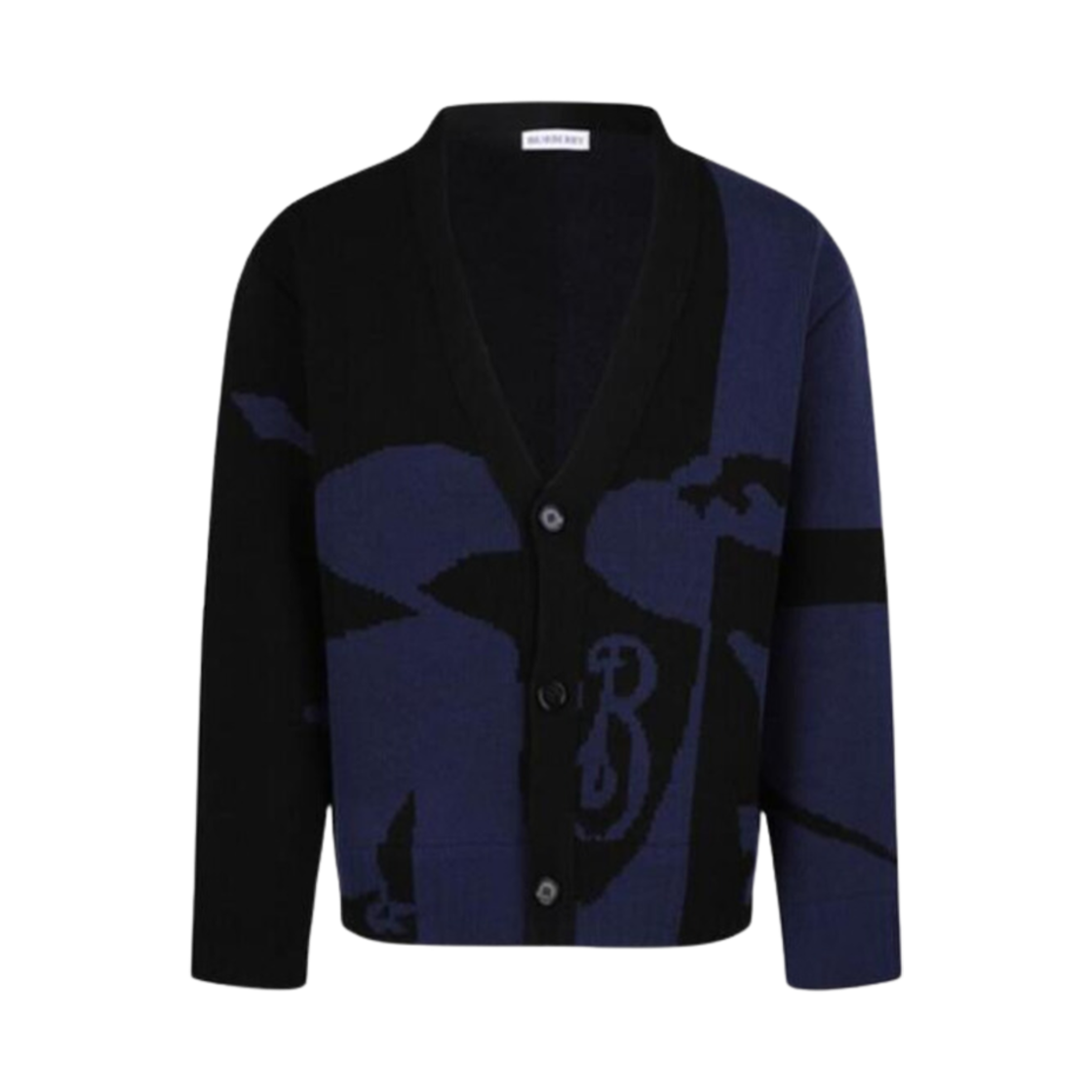 버버리 EKD 로고 울 가디건 블랙 네이비(Burberry EKD Logo Wool Cardigan Black Navy)