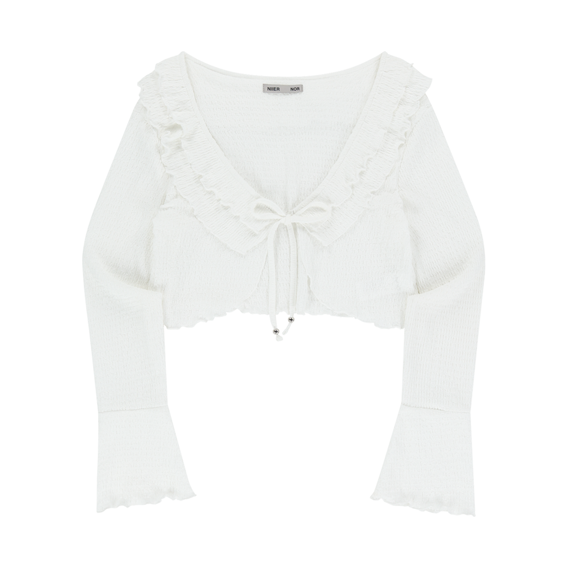 니어 노어 링클 로즈 가디건 화이트(NIIER NOR Wrinkle Rose Cardigan White)
