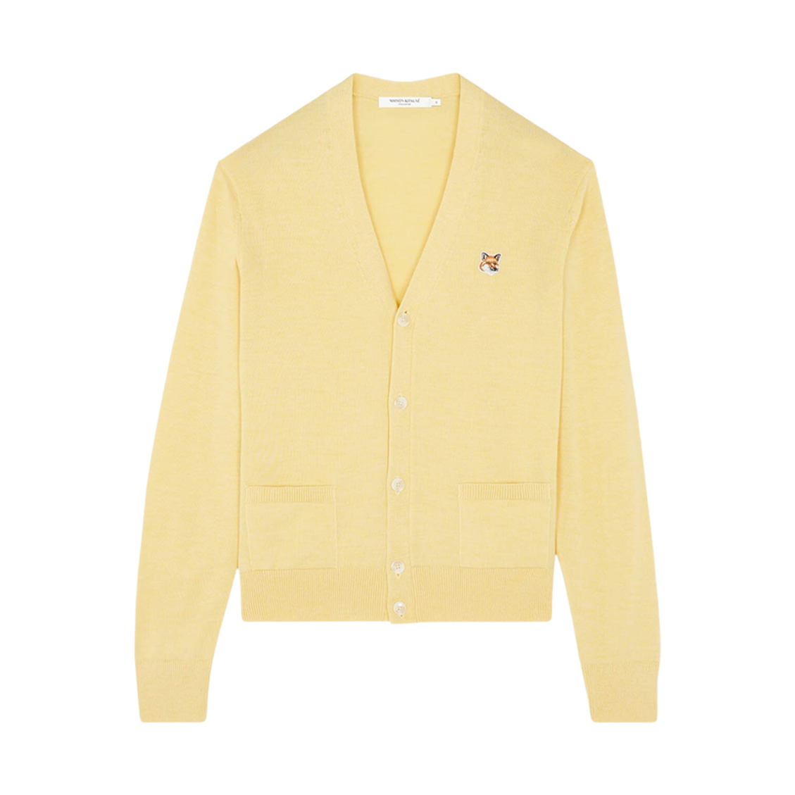 GU00542KT1036-P724 Maison Kitsune Fox Head Patch Classic Cardigan Soft Yellow