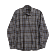 Hatchingroom Classic Shirt Over Dyed Check Sky Blue Brown