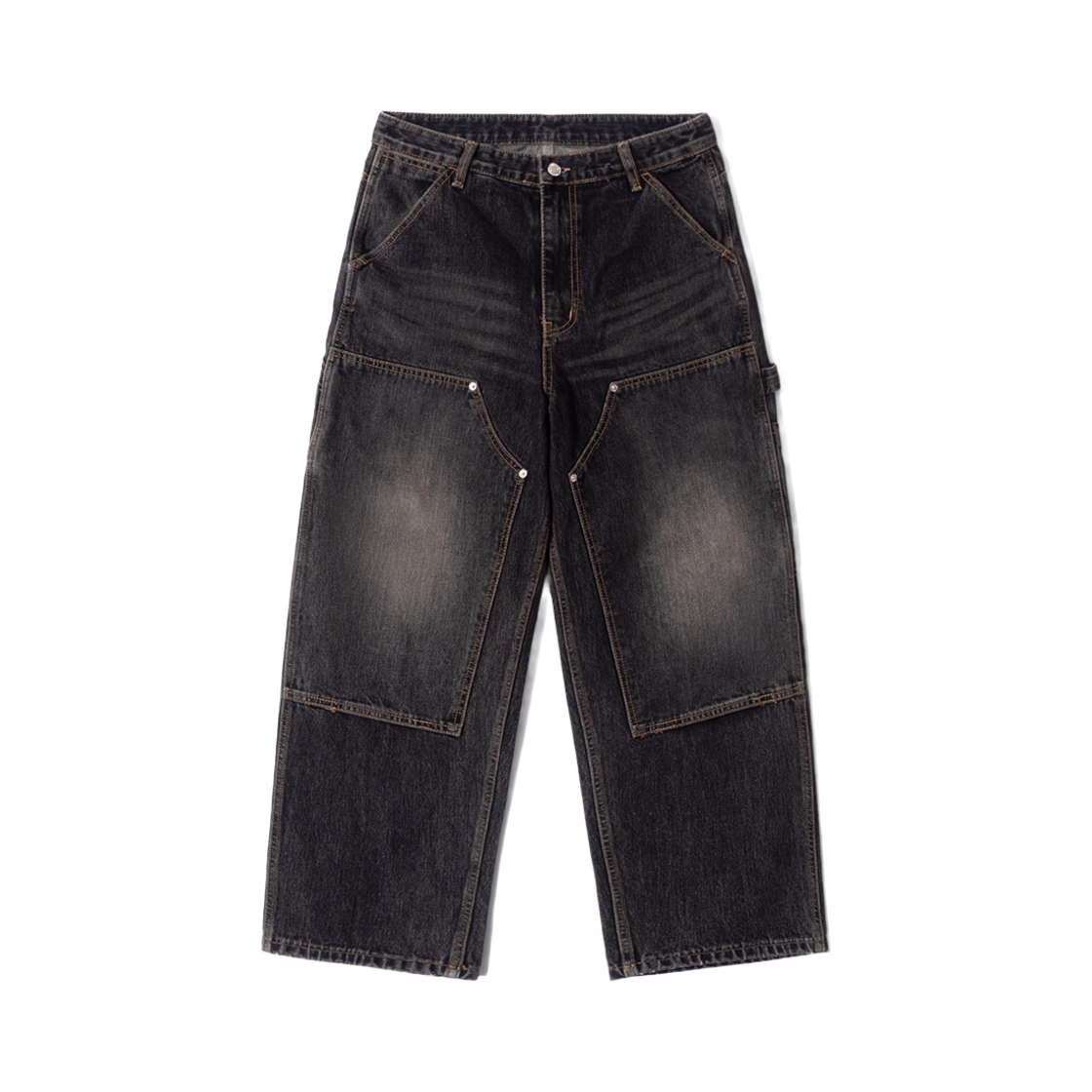 Q4AMDP003BLK QT8 GARMENTS Double Knee Washed Pants Black