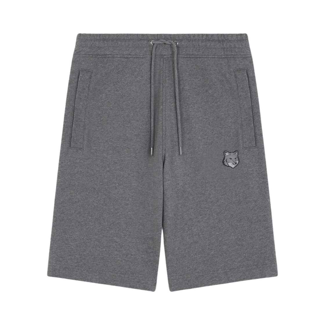 MM01121KM0001-H170 Maison Kitsune Bold Fox Head Patch Oversize Jog Shorts Dark Grey Melange
