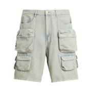 Zara Denim Utility Bermuda Shorts Blue Green