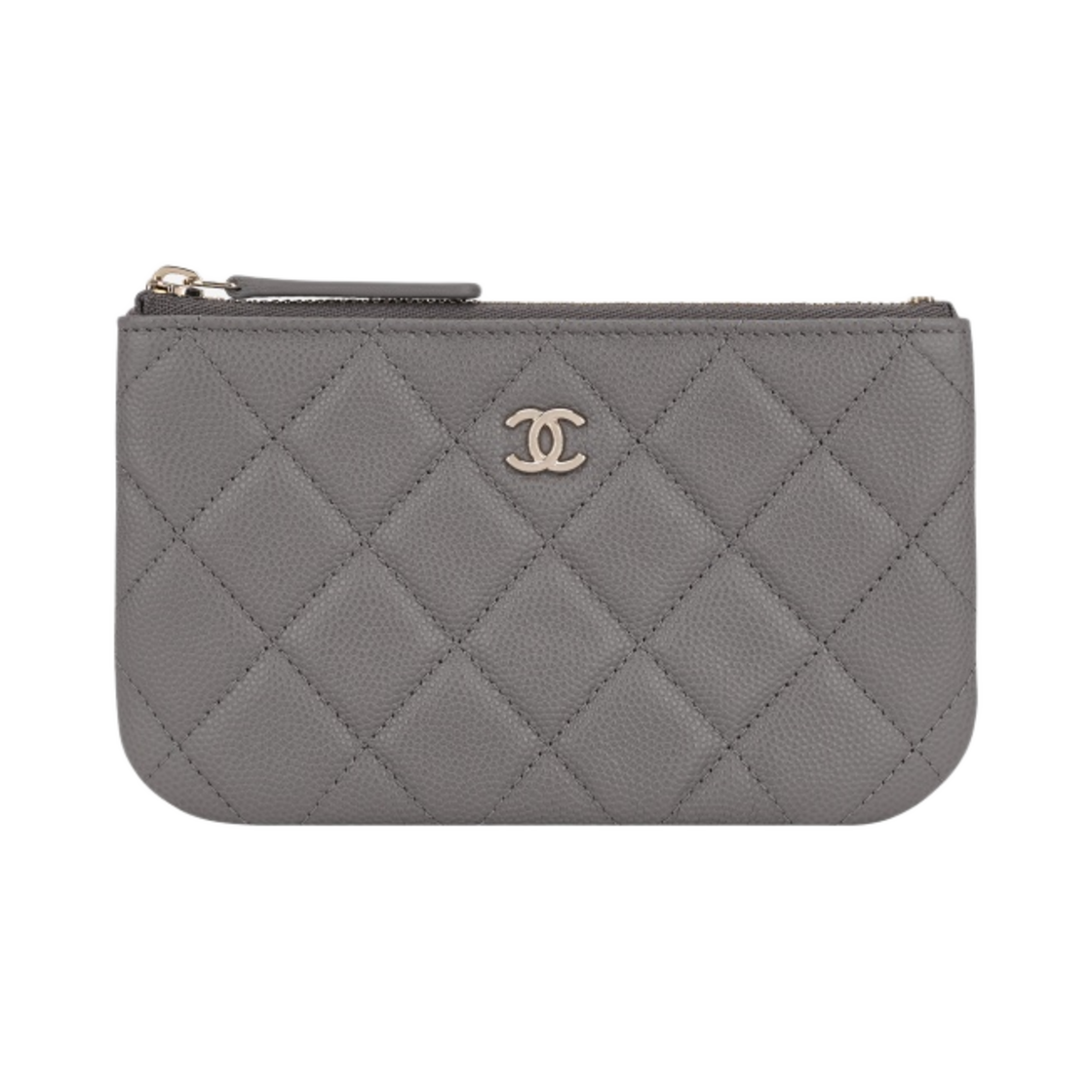 샤넬 클래식 미니 파우치 그레인드 샤이니 카프스킨 & 골드 메탈 그레이(Chanel Classic Mini Pouch Grained Shiny Calfskin & Gold Grey) - 1