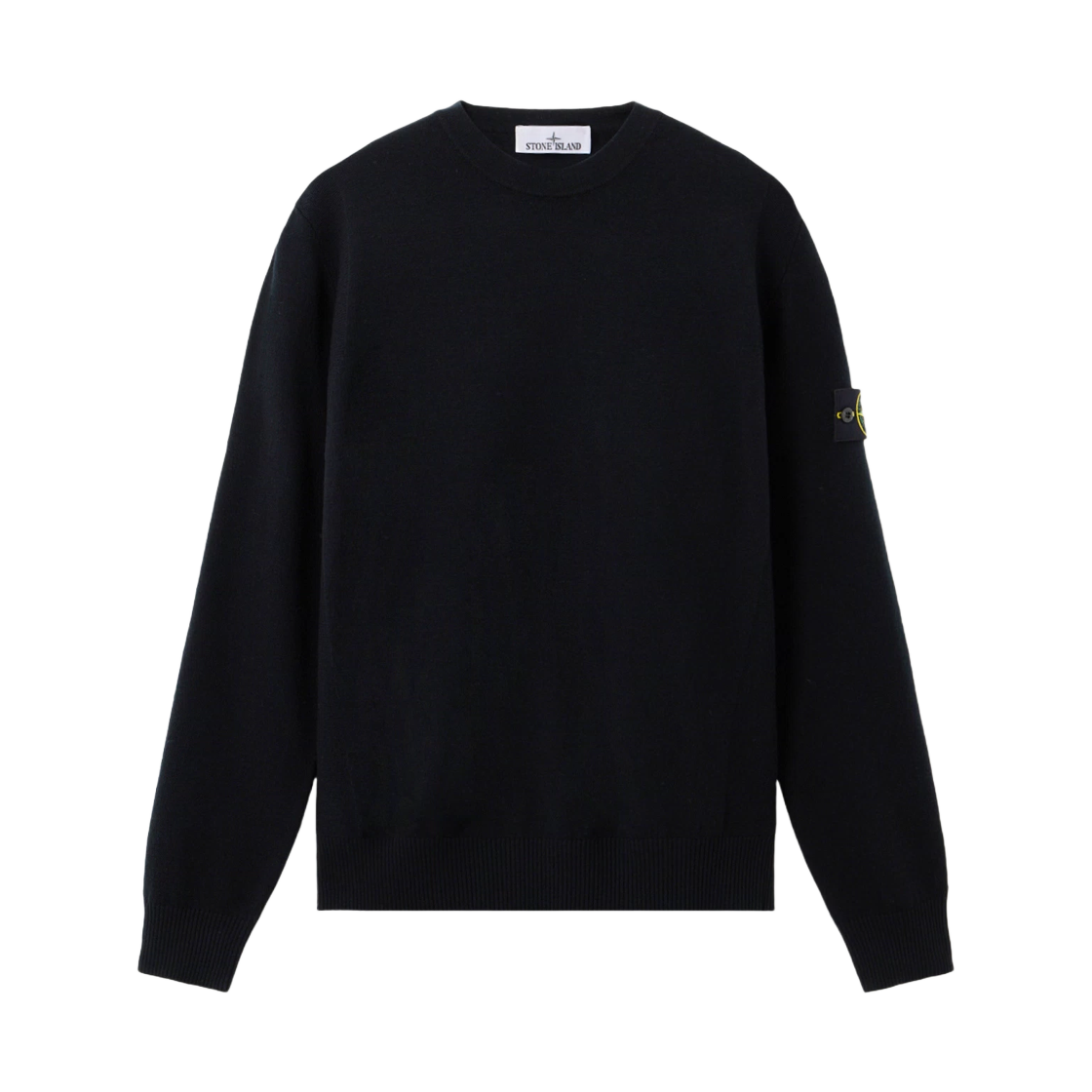 K2S1551000-01S00A1-V0029 Stone Island 5100001 Stretch RWS Wool Crewneck Jumper with Reverse Stitch Details Black - 25FW