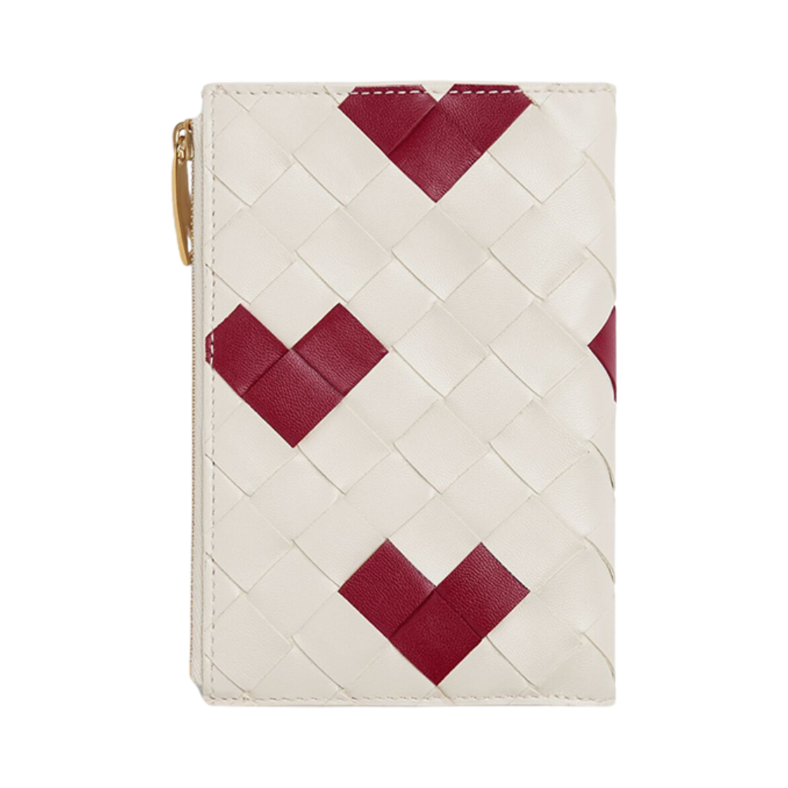 보테가 베네타 인트레치아토 미디움 바이 폴드 월렛 초크 다크 레드(Bottega Veneta Intrecciato Medium Bi-Fold Wallet Chalk Dark Red) - 2