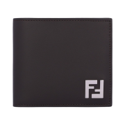 Fendi FF Square Leather Bi-Fold Wallet Brown
