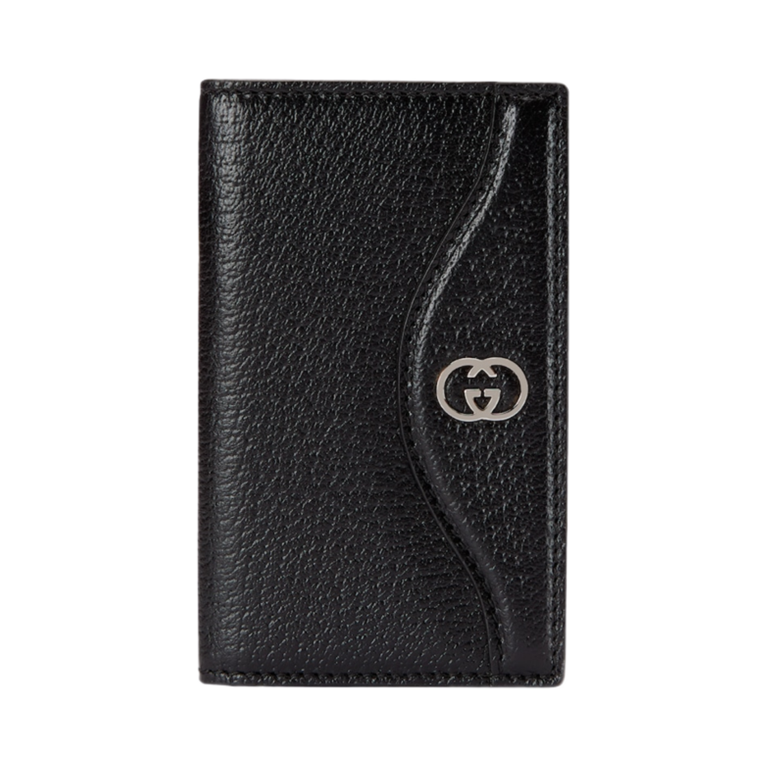 735004-DJ20N-1000 Gucci Card Case with Interlocking G Black Leather